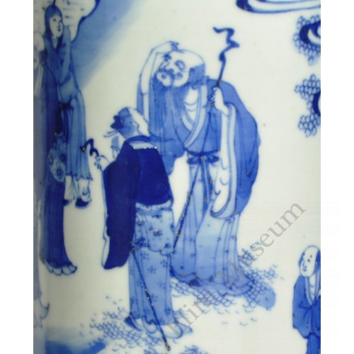 1192 A  B&W vase with Daoist deity figures