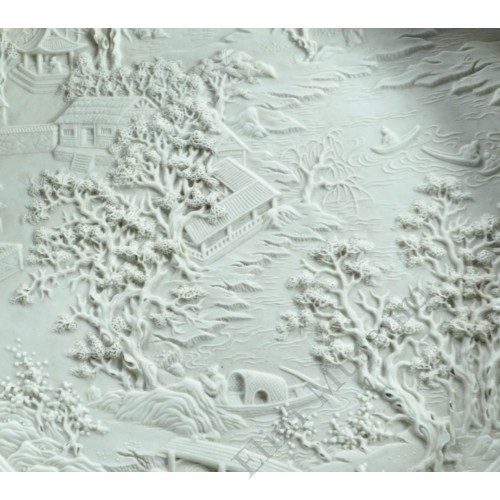 1200  A white brusher carved mountain scene