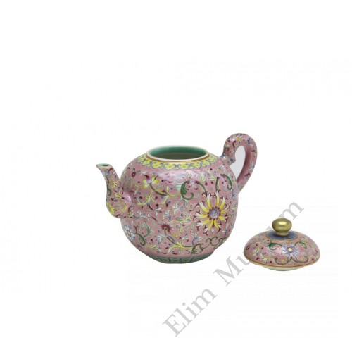 1210 A Jia-Qing rose famille verte teapot 