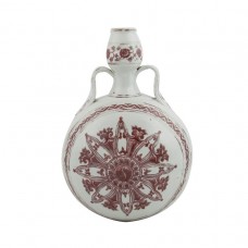1212 Ming Xuan-De underglaze red moon-flask with 1212 Ming Xuan-De underglaze red moon-flask with