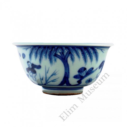 1252 Ming Jia-Jing Period B&W bowl with "soccer game"