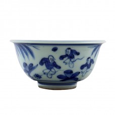 1252 Ming Jia-Jing Period B&W bowl with "soccer game"