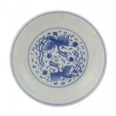 1270 Ming Cheng-Hua period B &W playing phoenixes dish 