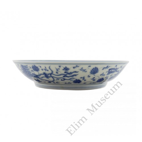 1270 Ming Cheng-Hua period B &W playing phoenixes dish 