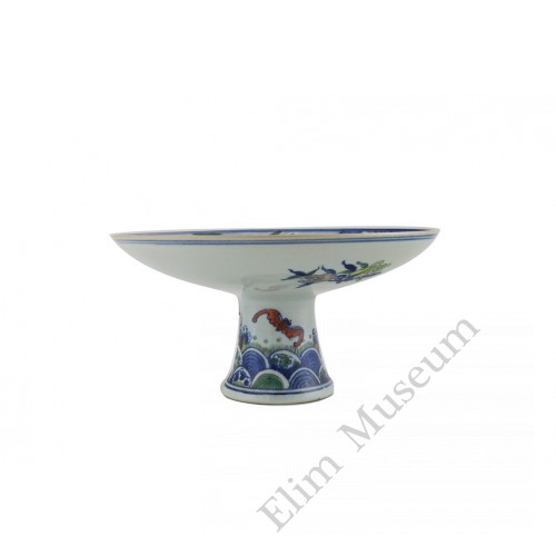 1316 A Wucai high stem Qilin bowl