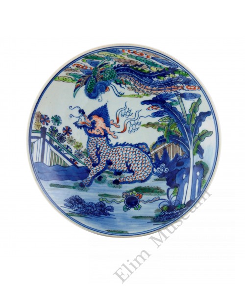 1316 A Wucai high stem Qilin bowl