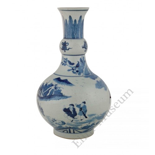 1331 An B&W “Old Chineseman & the Westerner ” vase