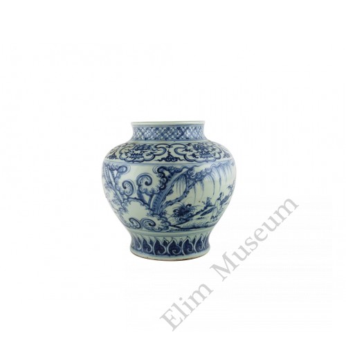 1335 A Ming Dynasty B&W "friend-visiting" jar 