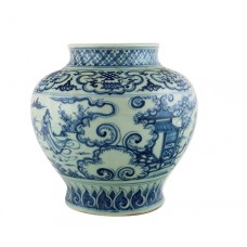 1335 A Ming Dynasty B&W "friend-visiting" jar 