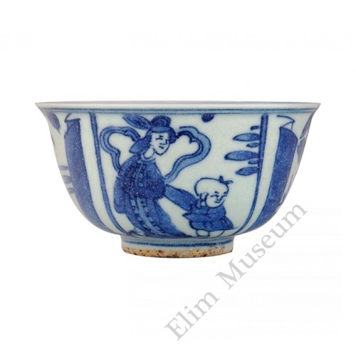  1341 A B&W  joyful “mother-son”  bowl