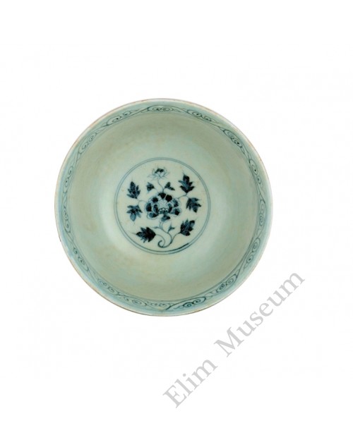 1348 A Ming Dynasty B&W scrolling flowers bowl