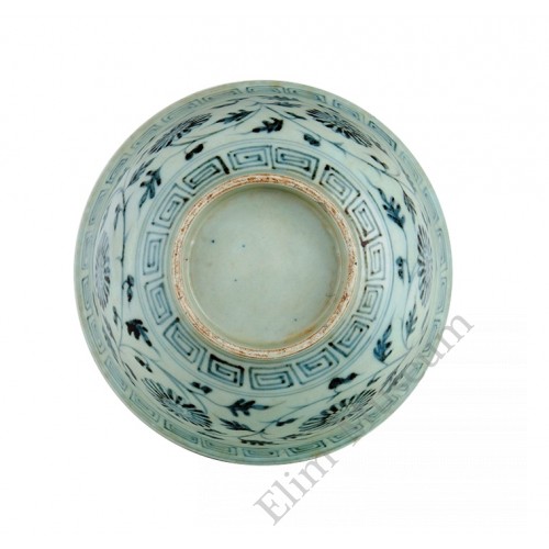 1348 A Ming Dynasty B&W scrolling flowers bowl