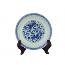 1353 A Ming underglaze blue pheonix plate