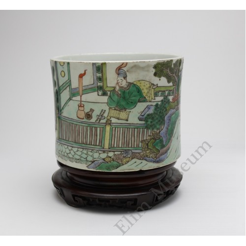 1053 A Wucai brush pot of “The Western Chamber”