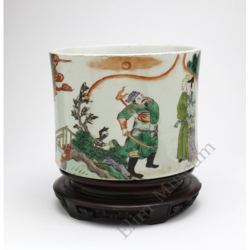 1053 A Wucai brush pot of “The Western Chamber”