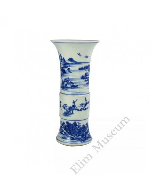 1059  A Yong-Zheng B&W  vase  with landscape view