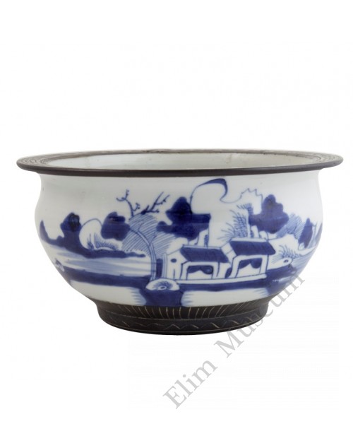 1082   A B&W landscape view incense burner 