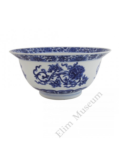 1083  A Kang-Xi  blue & white scrolling lotus bowl 