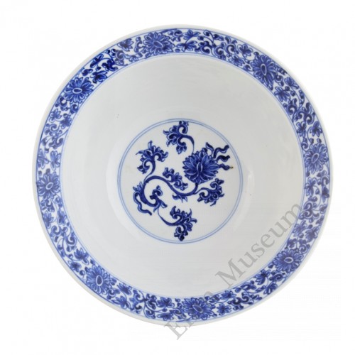 1083  A Kang-Xi  blue & white scrolling lotus bowl 